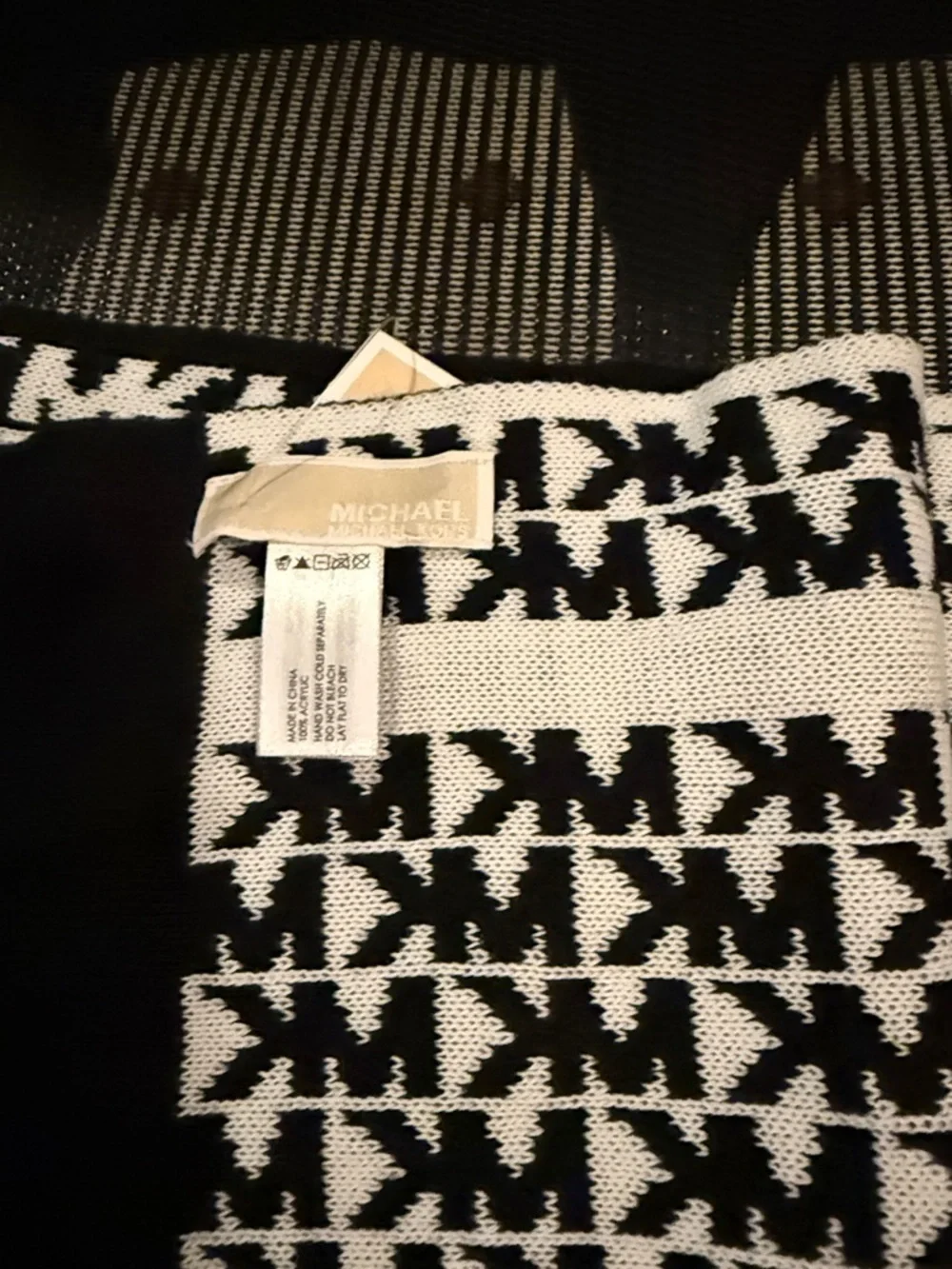 Michael Kors Black and White MK Logo Scarf